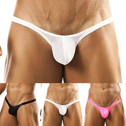 Mens Thong Sexy U-convex Panties Solid Low-waist Lingerie Thongs Briefs Pouch Underwear Male Sissy Underpants G-string