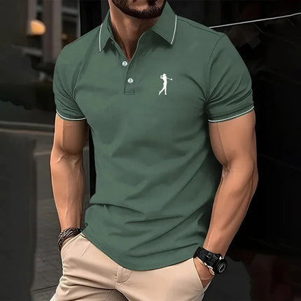 New men's solid color polo shirt, classic men's short-sleeved polo shirt, high-quality casual business polo shirt, social me