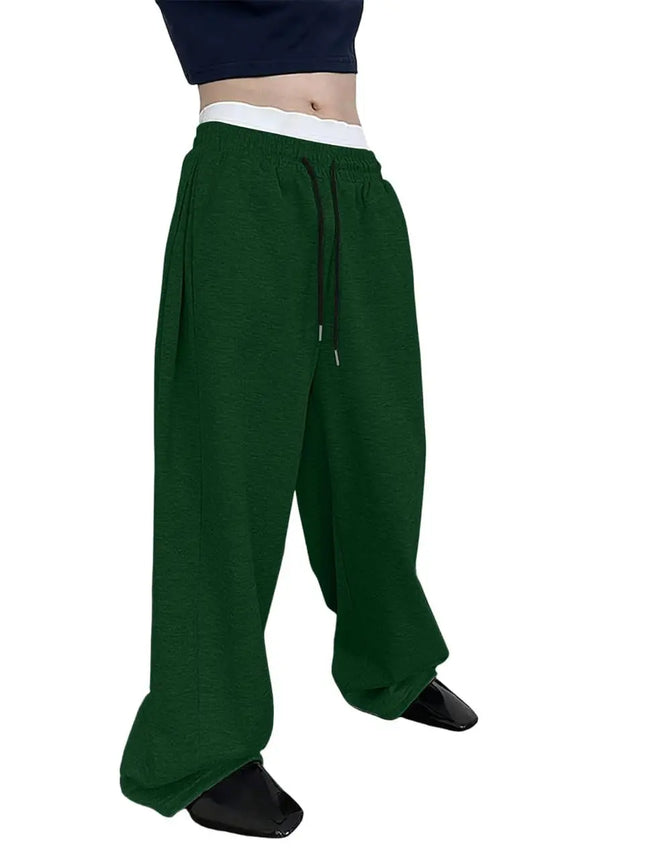 Autumn and Winter Men's Fleece Waist Drawstring Straight Wide Leg Loose Pants Sports Pants Pocket Men's Sports Casual Pants