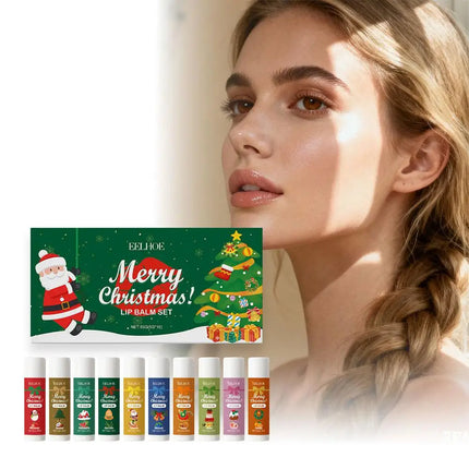 Christmas Themed Lip Balm Set 10pcs Moisturizing Hydrating Lip Balm With Various Flavors Perfect Holiday Gift