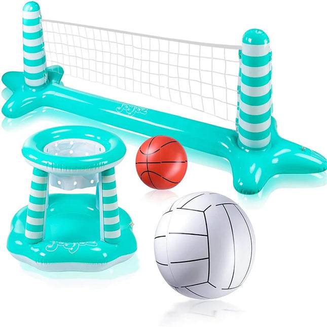 2-in-1 Inflatable Water Volleyball & Basketball Set: Poolside Fun for Family  & Outdoor activities,pool,party,sport toy,summer