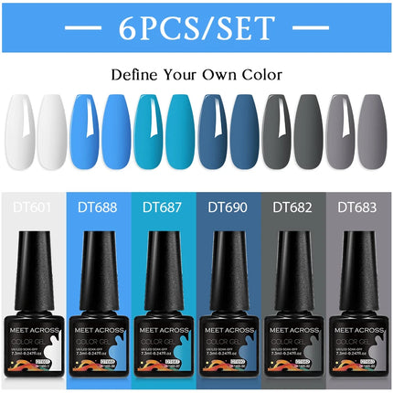 6pc Nail Gel Polish Set DIY Nail Art Semi Permanent UV LED Gel Kit For Nails Decoration Manicure Soak Off Painting Vernis Design