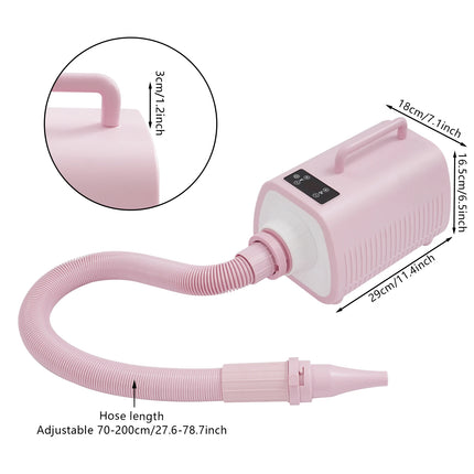 Professional Pet Hair Dryer 2100W Dog Grooming Blow Dryer with Touch Screen, 9 Speed & 9 Temperature Settings (77-140°F), 3 Nozzles & 6.56ft Hose, Overheat Protection, Pink