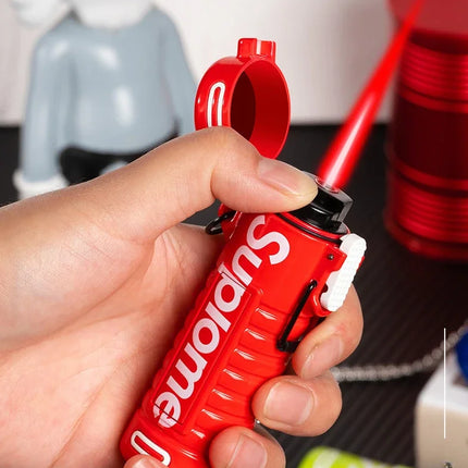 New Outdoor Windproof Pendant Inflatable Lighter Fashion Letter Jet Flame Strong Firepower Portable Lighter Men's Gift