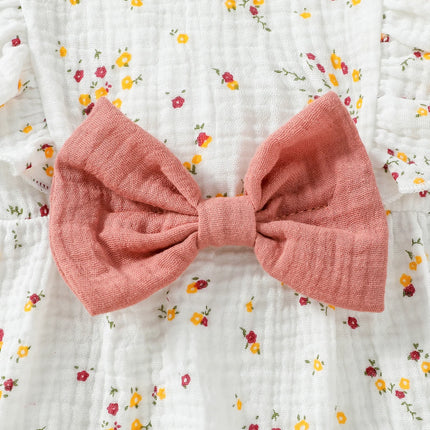 2024 Baby Girls Long Sleeve Autumn Floral Casual Cute Jumpsuit With Bow For Newborn-18M Clothing Daily Wear +Headband