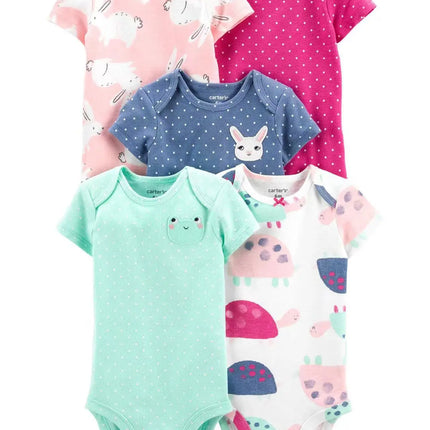 5pcs/set Cotton Soft Comfortable Baby Bodysuits Short Sleeve One-Pieces for Newborn Infant Summer Bebe Clothes Baby Shower Gifts