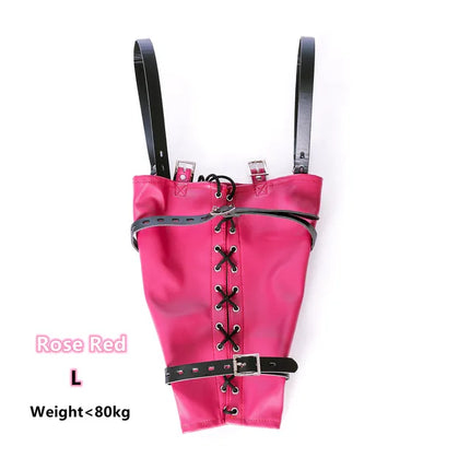 BDSM Bondage Arm Binder,Behind Back Straight Jacket,Leather Armbinder Restraint SM Toy,Slave Lockable Glove With Shoulder Straps