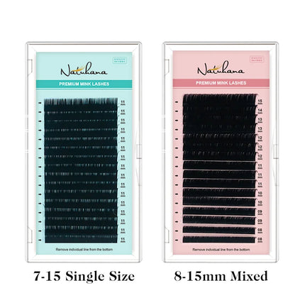 NATUHANA Korea PBT 16Rows B C D Curl Eyelash Extension False Individual Lashes Hand Made Faux Mink Eyelashes for Extensions