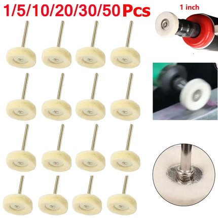 1/5/10/20/50Pcs 1" Wool Felt Mini Polishing Brush Wheel Grinding Sanding Head Abrasive Buffing 3mm Shank Cotton For Dremel Tools
