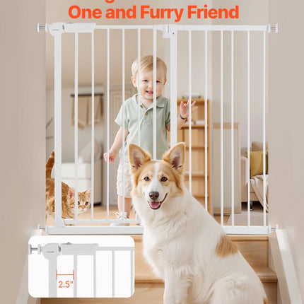 SucceBuy Baby Gate 28/30/36 Inches High Dog Gate Easy Step Walk Thru Child Pet Security Pressure Mount Kit Wall Cups Doorways