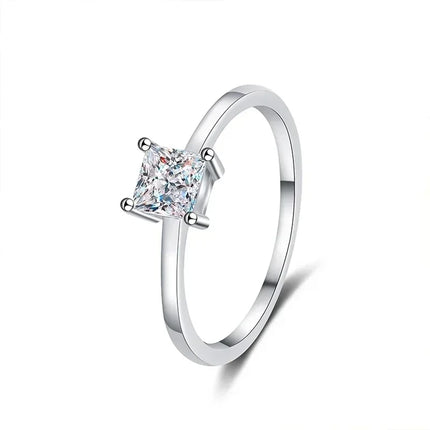 NeeTim 0.6 Carat Princess Moissanite Engagement Ring Women Proposal Bridal Rings Sterling Silver Wedding Band with Certificate