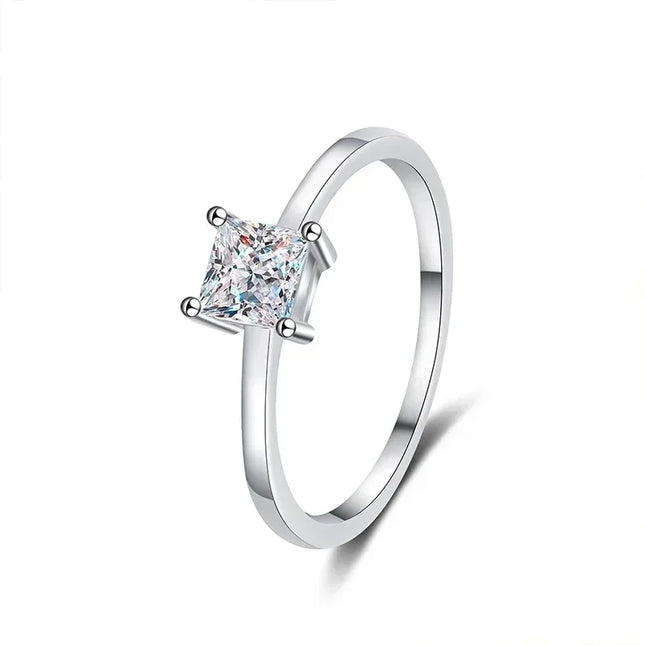 NeeTim 0.6 Carat Princess Moissanite Engagement Ring Women Proposal Bridal Rings Sterling Silver Wedding Band with Certificate