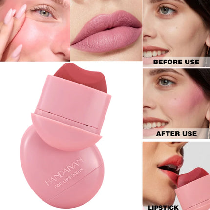 HANDAIYAN 5-Color Matte Pink Pebble Blush Waterproof & Sweat-Resistant Easy Application Dual-Use for Lips & Cheeks