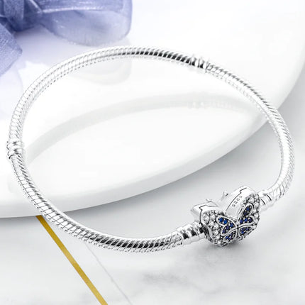 925 Sterling Silver Bracelets 17-20CM Original Leaf Clover Butterfly Heart Bracelet Fit DIY Charms Beads Fashion Women Jewelry