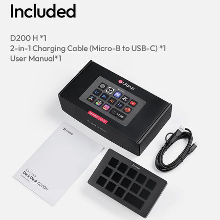 Ulanzi D200H D200 7 in 1 Stream Deck Controler Keyboard with 14 LCD Keys for OBS Live Youtube Content Creation Gaming Office