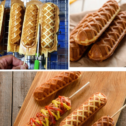 Electric Hot Dog Machine 3 Corn Dogs Waffle Maker Non-stick Double-sided Heating Sausage Rolls Kitchen Griddle for Party Festive