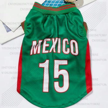 Mexico 15 Mesh Breathable Dog Clothes Schnauzer Teddy Sport Large Dog Jersey Basketball Clothing Puppy T-Shirts Pet Cat Shirts
