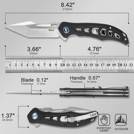 VNLA Pocket knife 14C28N steel sharp folding knife G10 handle knife Outdoor camping portable knife EDC tool knife Open express