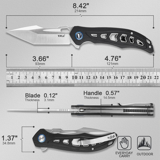 VNLA Pocket knife 14C28N steel sharp folding knife G10 handle knife Outdoor camping portable knife EDC tool knife Express opening