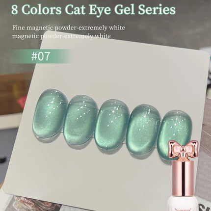 10ml Sweetheart Cat Magnetic Gel Nail Polish Soak Off UV/LED Nail Varnish Sparkling Glass Bead Cat Eye Gel Effect Nail Salon DIY
