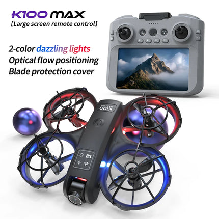Hot K100 MAX Mini Drone Professional 4K HD Dual Camera Fpv Screen Optical Flow Drone Toys Quadcopter Brushless Dron Toy Gift New