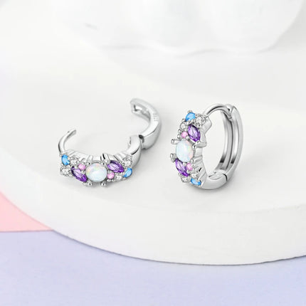 925 Sterling Silver Purple Series Feather Butterfly Dream Catcher Firefly Zircon Earrings for Women Luxury Jewelry Wedding Gift