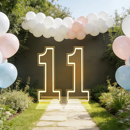 Large Size Warm White LED Neon Numbers Sign 76cm/100cm Stand up & Wall Mounted for Birthday Wedding Celebration Party Decor