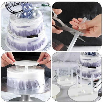 Cake Layer Support Frame, Reusable 9/12/16/20/26 cm Cake Board and Cake Pin Rod for Layered Cake Structure and Stacking