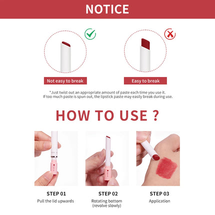 4 pcs/set Cigarette Lipstick Set Long Lasting Lip Glaze Matte Lip Gloss Waterproof Lip Stick Tube Nude Lip Tint Makeup Cosmetics