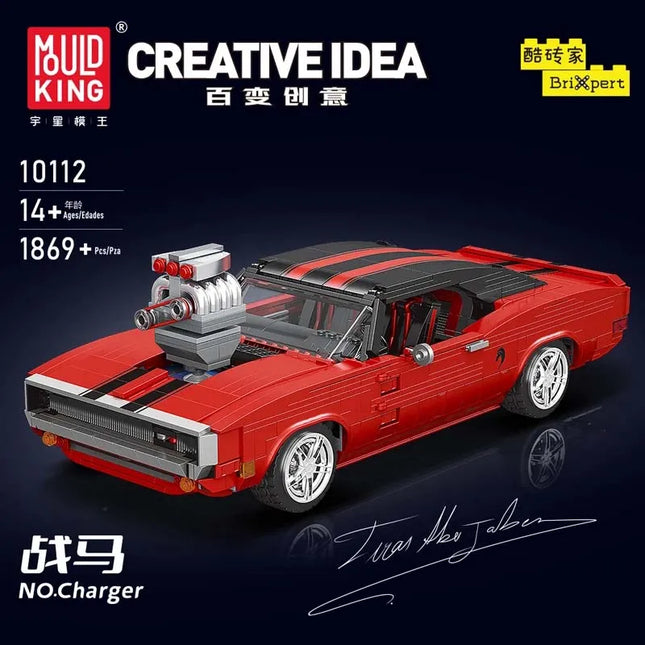 MOULD KING 10112 Technical Super Red Charger Sport Racing Car Building Block Assembly Brick Toys For Kids Christmas Gift Boys
