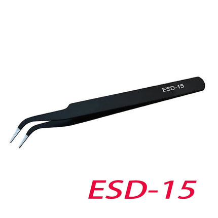 6pcs Anti-Static Stainless Steel Tweezers Precision Maintenance Industrial Repair Curved Working Model Making Hand Tool