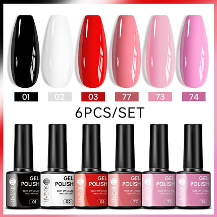 UR SUGAR 7ml All Season Gel Nail Polish Set Nude Pink Red Glitter Semi Permanent UV Gel Kits All For Manicure Soak Off Vernis