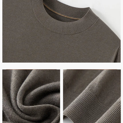 2026 Spring/Summer New Men's Short Sleeved 100% Wool T-Shirt Sweater O-neck Solid Color Loose Knit Pullover Business Casual Tops