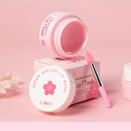 LAIKOU Sakura Lip Mask 8g - Overnight Hydrating Balm, Anti-Aging Plumping & Repair | Smooth Fine Lines, Dryness Treatment