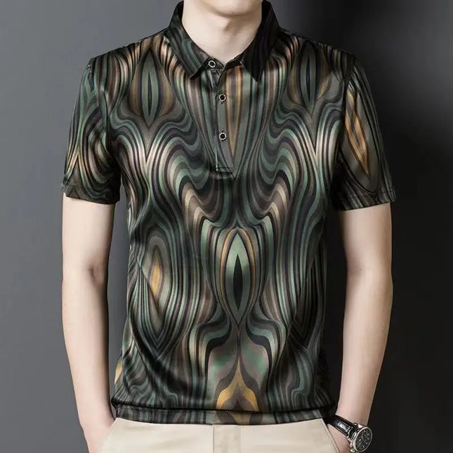 Spring Summer New Fashion Flip Neck Tees Casual Versatile Western Clothing Loose Popularity Simple Commuting Men's Polo Shirts