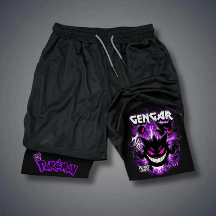 Pokémon Game 2-in-1 Shorts Summer/Autumn Men's and Women's New Joint Sports and Fitness American Trend Double-layer Shorts