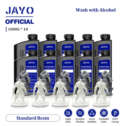 JAYO Standard/ABS-Like/PA-Like/High Temp/Though Resin 10KG 395-405nm UV Curing  Photopolymer Rapid Resin for LCD/DLP 3D Printer