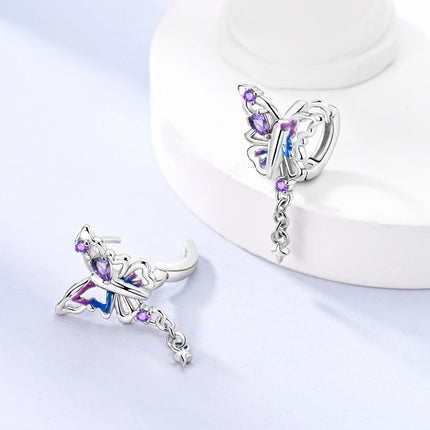 2025 New 925 Sterling Silver Earrings Simple Bow Strawberry Butterfly Hoop Stud Earrings for Wedding Party Women Jewelry Girls