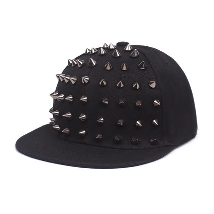 Men and Women's Rivet Flat Hat, Punk Rock, Hip Hop Stud Baseball Caps, Male, Female, Youth, Teenagers, Boys, Girls