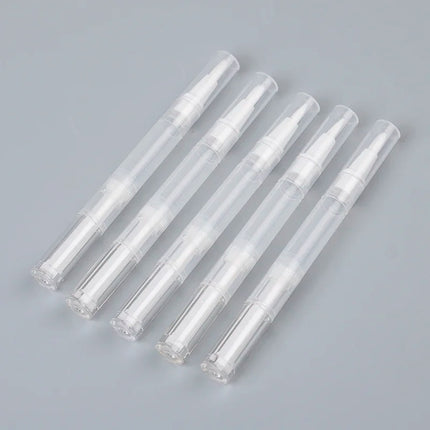 5Pcs Transparent Twist Nail Twist Pens Empty Transparent Nail Oil Pen With Brush Cosmetic Container Pen Lip Gloss Tubes