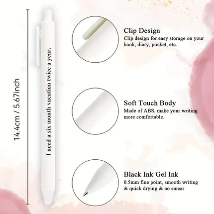 8/16Funny and Playful Plastic Pen——Retractable Ballpoint Pen，Printed with humorous text，Black Ink，Suitable for Office、School、Par