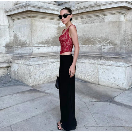 Women's Lace Corset Top Sexy Square Neck Sleeveless Slim Fit Mini Vest 2026 Spring Summer Female Casual Daily Party Fashion Tops