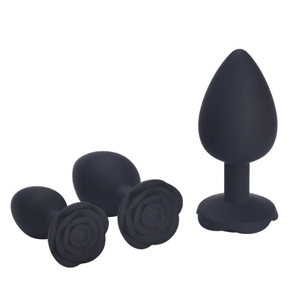 Silicone Butt Plug Anal Plug Women Toys Flower Sex Stopper 3 Sizes Adult Toys Anal Toy for Men Women Anal Trainer for Couples