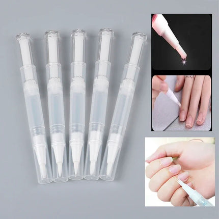 5Pcs Transparent Twist Nail Twist Pens Empty Transparent Nail Oil Pen With Brush Cosmetic Container Pen Lip Gloss Tubes