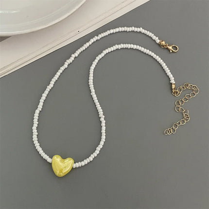 Korean Fashion Ceramics Love Heart Choker Necklace for Women Girl Colorful New Fashion Neck Jewelry Wholesale