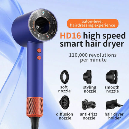HD16 High Power Negative Ion Hair Dryer with High Speed and No Blades  Silent and Quick Drying Portable Suitable for Home