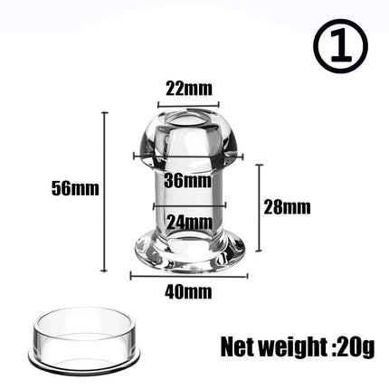 Transparent Hollow Anal Plug Set with Lids Leak-Proof Design Discreet Wear Anal Dilator Kit for Exploration Sex Toys