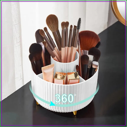 360° Rotating Makeup Brush Organizer, 5-Slot Desktop Holder for Cosmetics, Nail Polish & Art Supplies