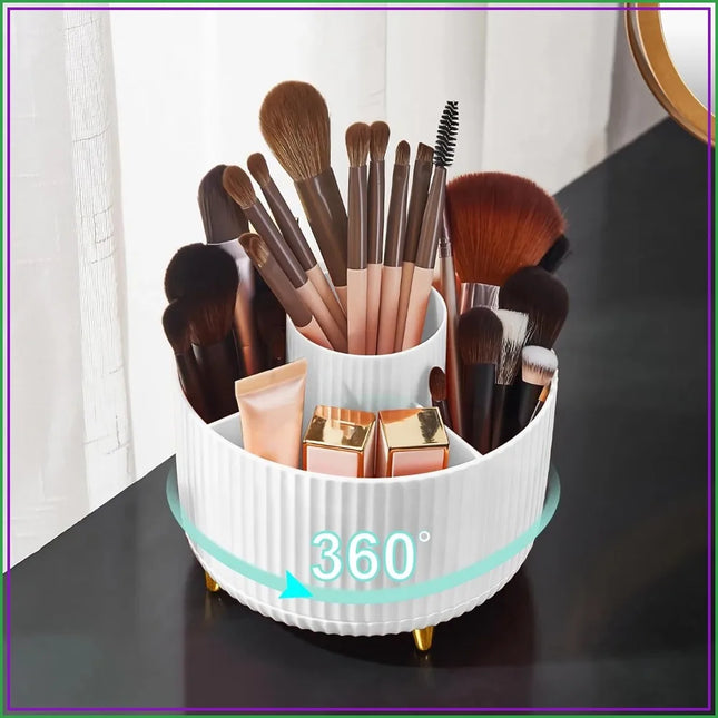 360° Rotating Makeup Brush Organizer, 5-Slot Desktop Holder for Cosmetics, Nail Polish & Art Supplies