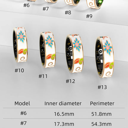 R18 Luxury Color Enamel Stainless Steel Women Smart Ring Stylish Fitness Tracker Female Lady Smart Rings Cute IP68 Waterproof